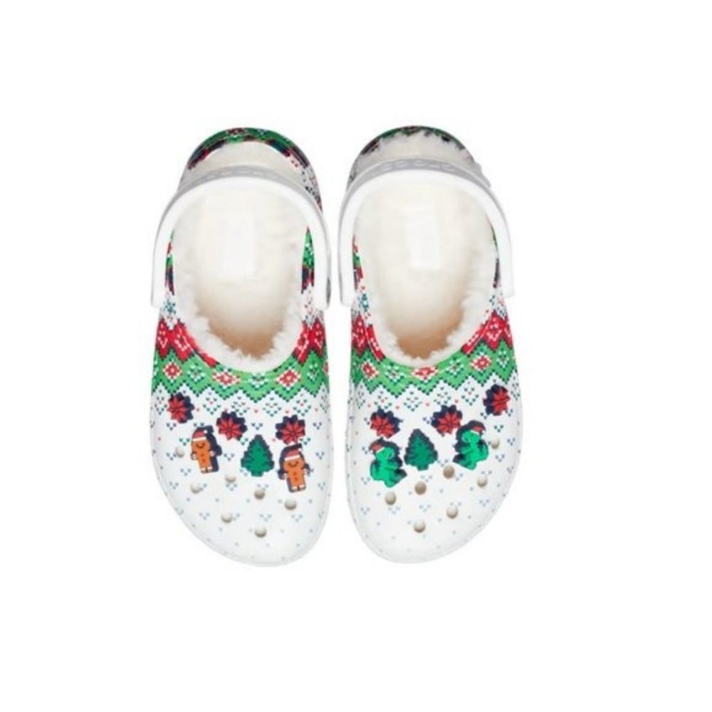 Crocs Classic Lined Holiday‎ Clogs, Christmas Shoes, Ugly Sweater, Women 9/Men 7